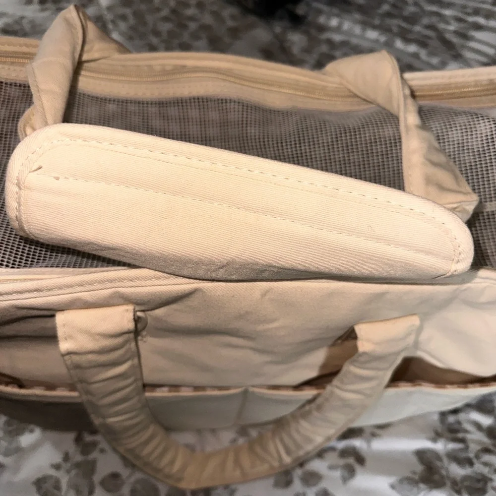 Cream Dog Carrier with Mesh Panels